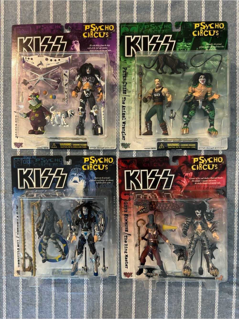 KISS Psycho Circus Action Figure 4-Pack - Purple, Green, Blue, Red Accents